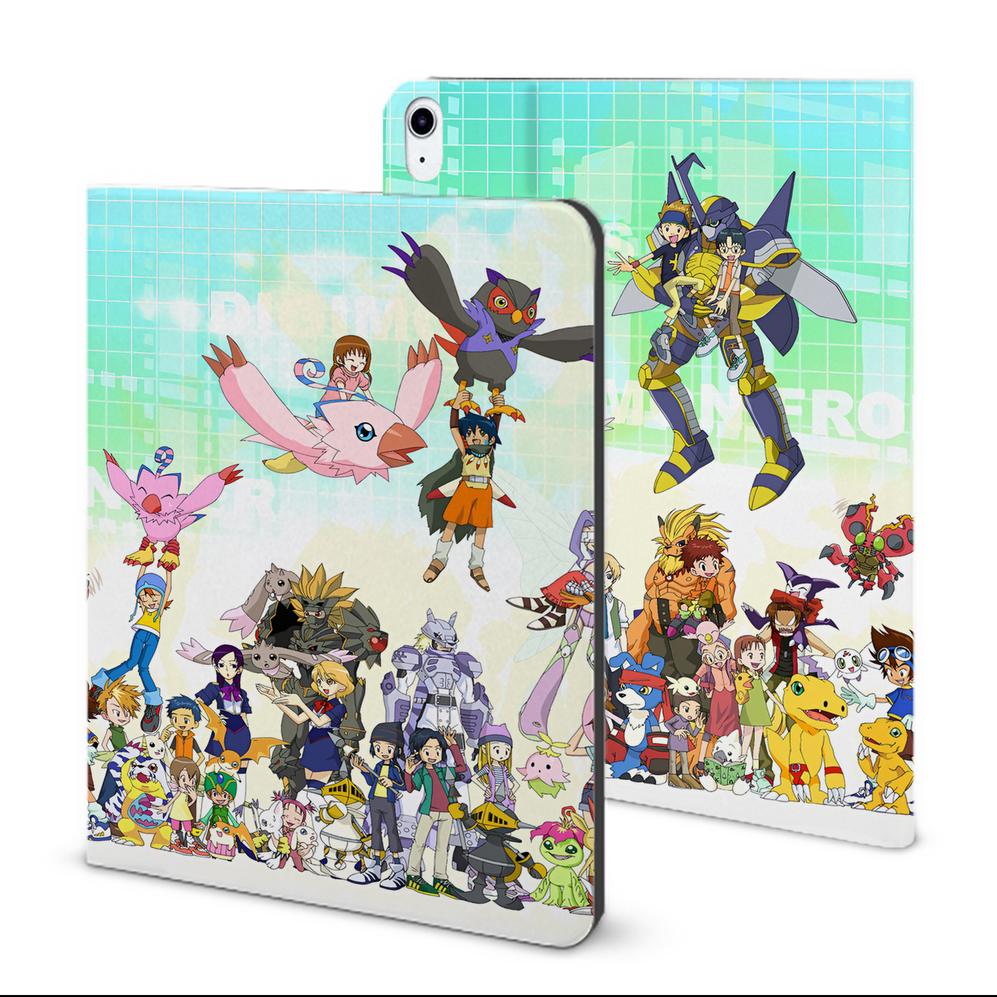 （画像用） Digimon デジタルモンスター/デジモン IPad ケース ブック型 PUレザー TPU 耐衝撃 軽量 薄型 ペン収納なし 全面保護 IPad 各モデル対応